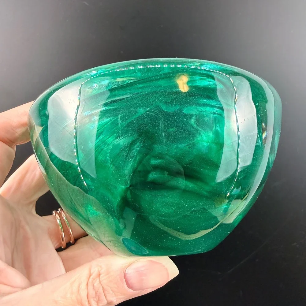 Kosta Boda Atoll Green Glass Votive Candle Bowl Anna Ehrner‎ Signed with Box